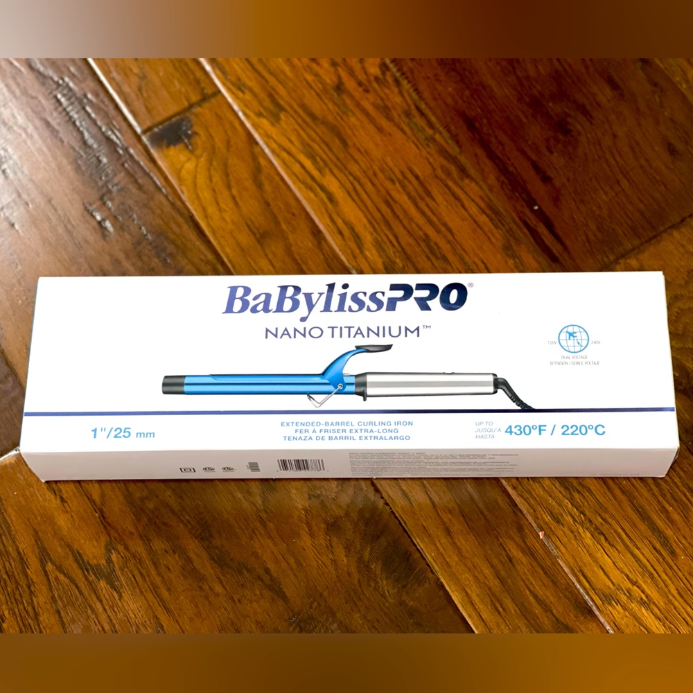 BaBylissPRO Nano Titanium 1" Curling Iron in Blue and Silver
